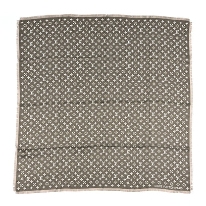Louis Vuitton Silk Monogram LV Now Shawl Khaki Beige White 1 of 4