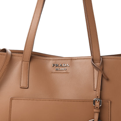 Prada City Calfskin Shopping Tote Caramel Black 13 of 14