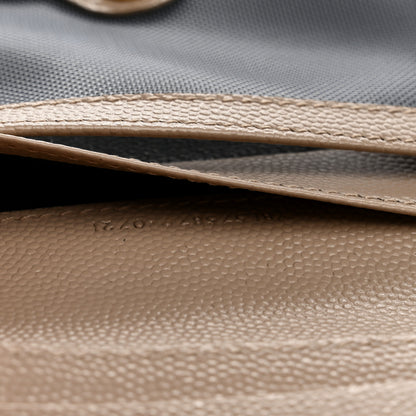Saint Laurent Grain De Poudre Matelasse Chevron Monogram Zipped Card Case Dark Beige 7 of 8