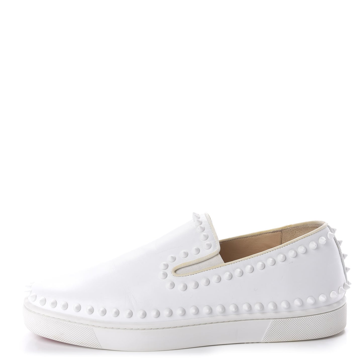 Calfskin Mens Spikes Pik Boat Flat 40 White