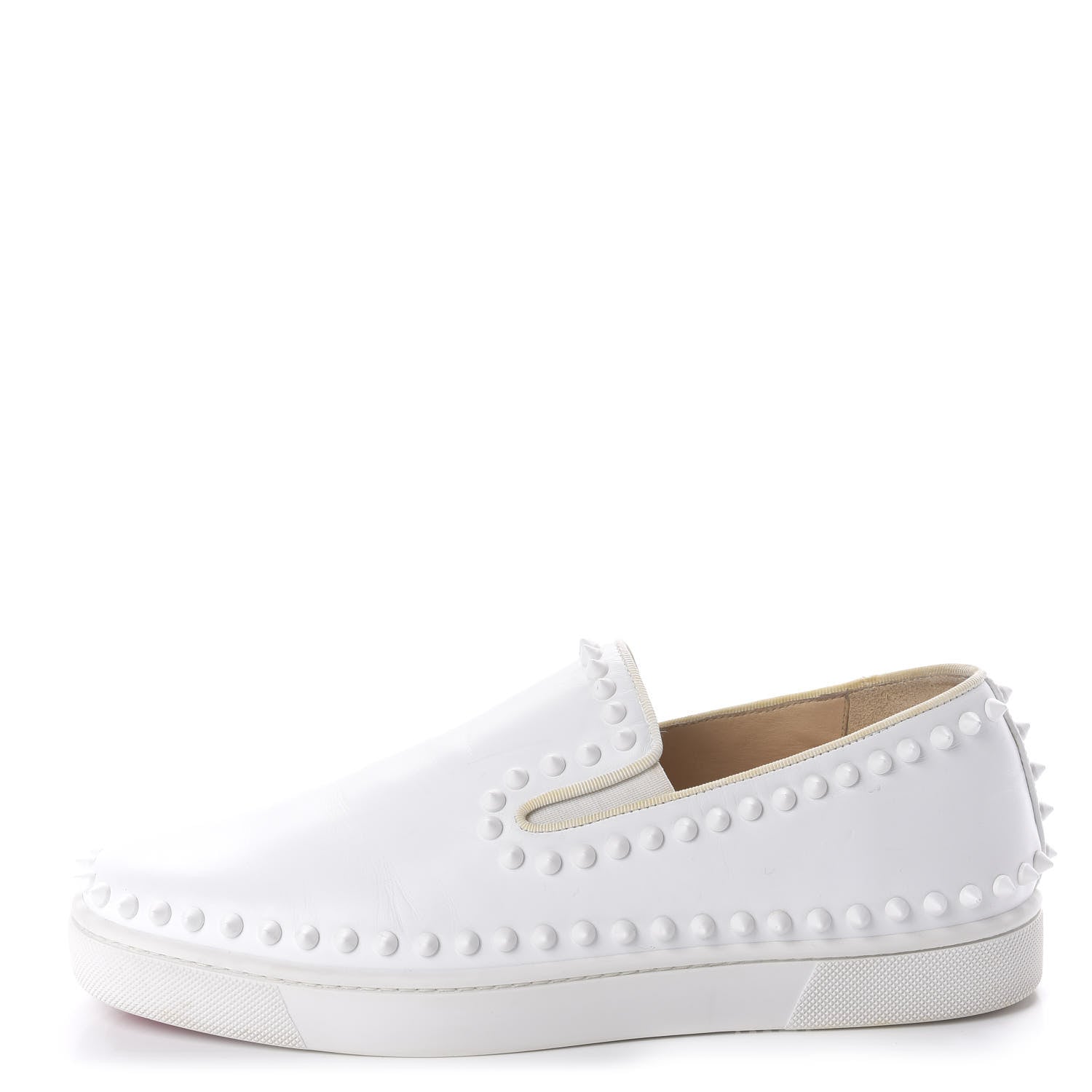Christian Louboutin Calfskin Mens Spikes Pik Boat Flat 40 White 1 of 11