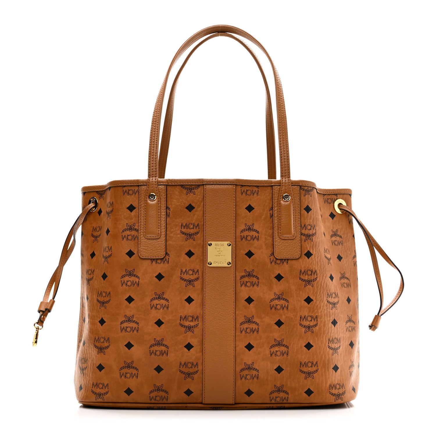 MCM Visetos Medium Liz Reversible Shopper Tote Cognac 1 of 16