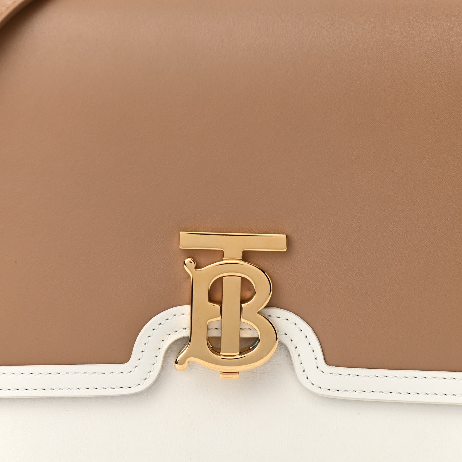 Burberry Calfskin Small TB Envelope Clutch Bag Chalk White Camel 7 of 10