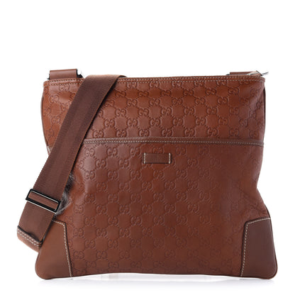 Gucci Guccissima Flat Messenger Bag Brown 1 of 9