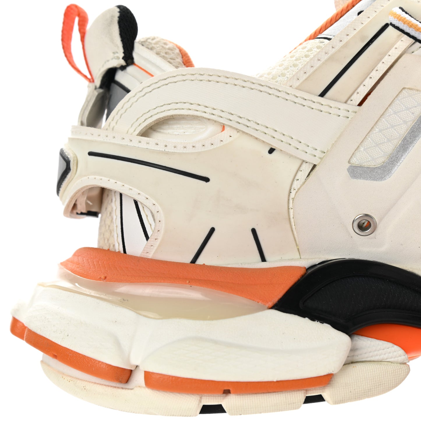Mesh Nubuck Effect Fabric LED Womens Track Sneakers 37 White Orange
