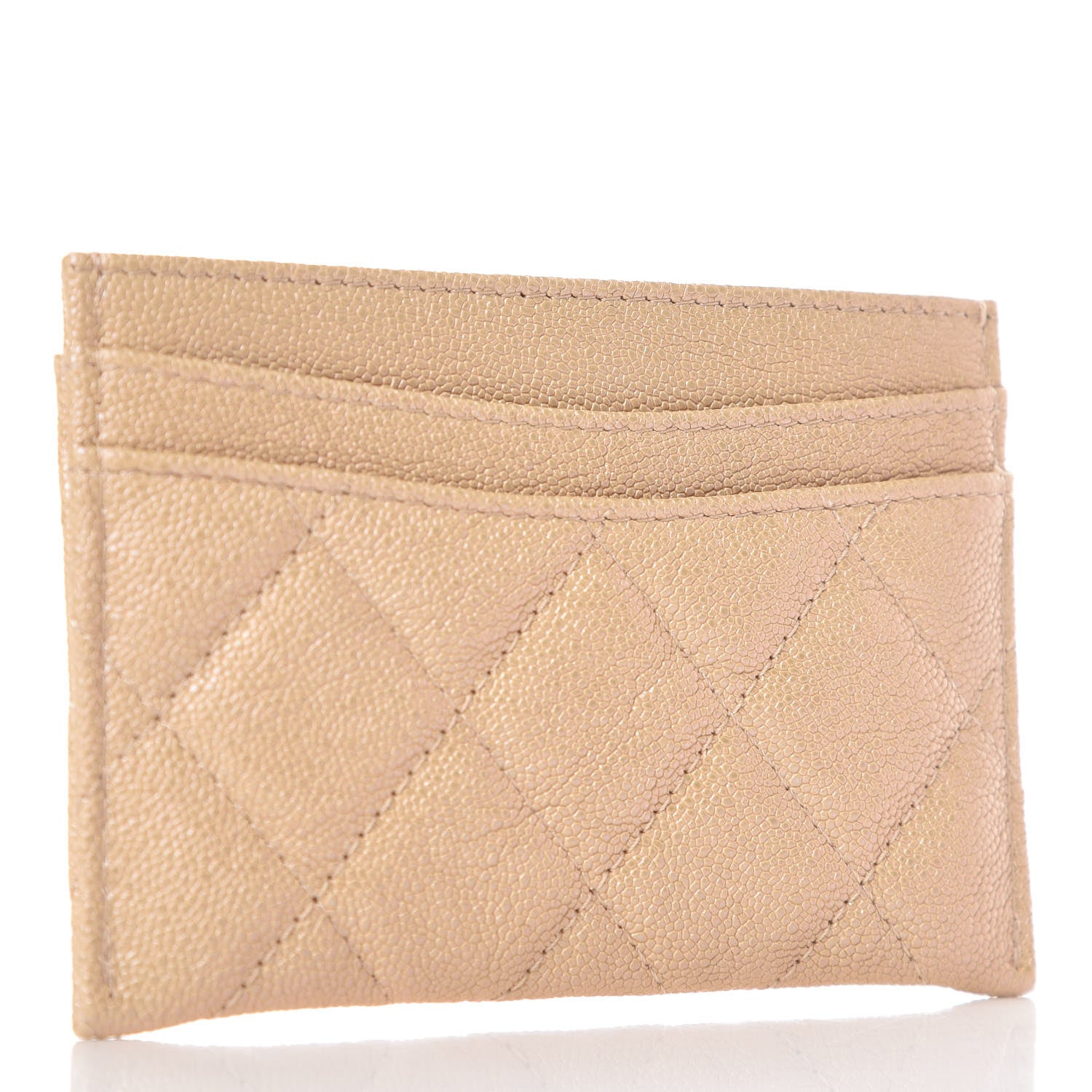 Chanel Iridescent Caviar Quilted Card Holder Beige 3 of 9