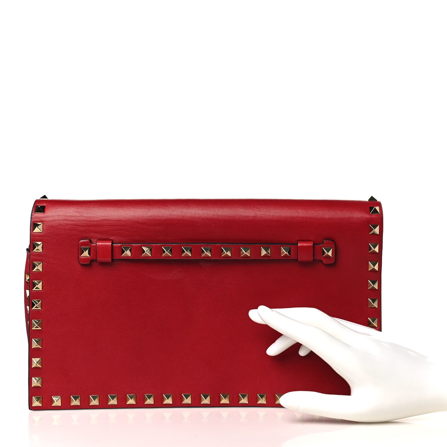 Nappa Rockstud Wristlet Clutch Rosso Valentino