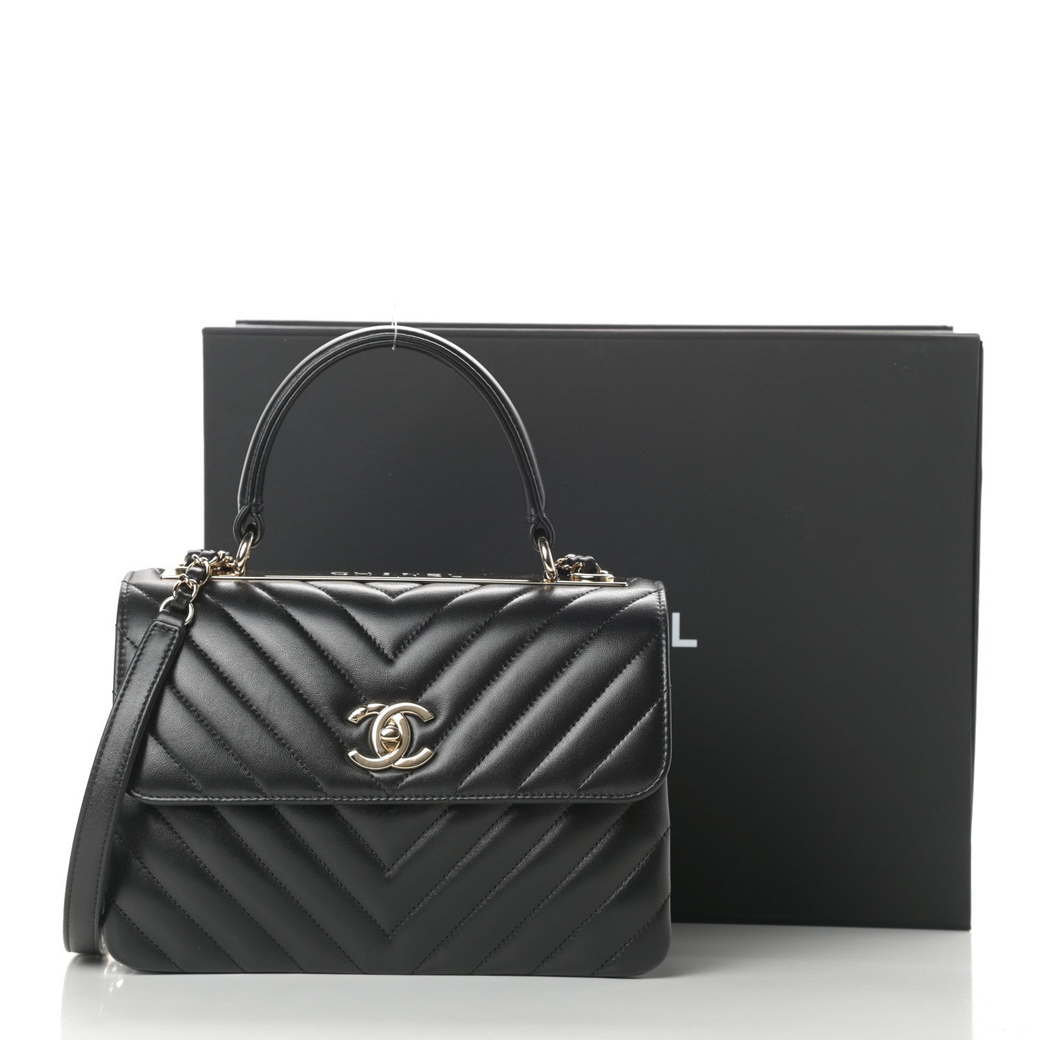Chanel Lambskin Chevron Quilted Small Trendy CC Dual Handle Flap Bag Black 11 of 11