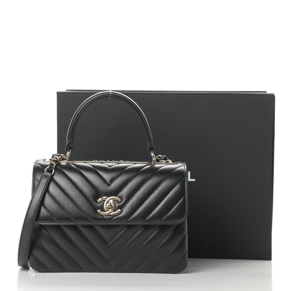 Chanel Lambskin Chevron Quilted Small Trendy CC Dual Handle Flap Bag Black 11 of 11