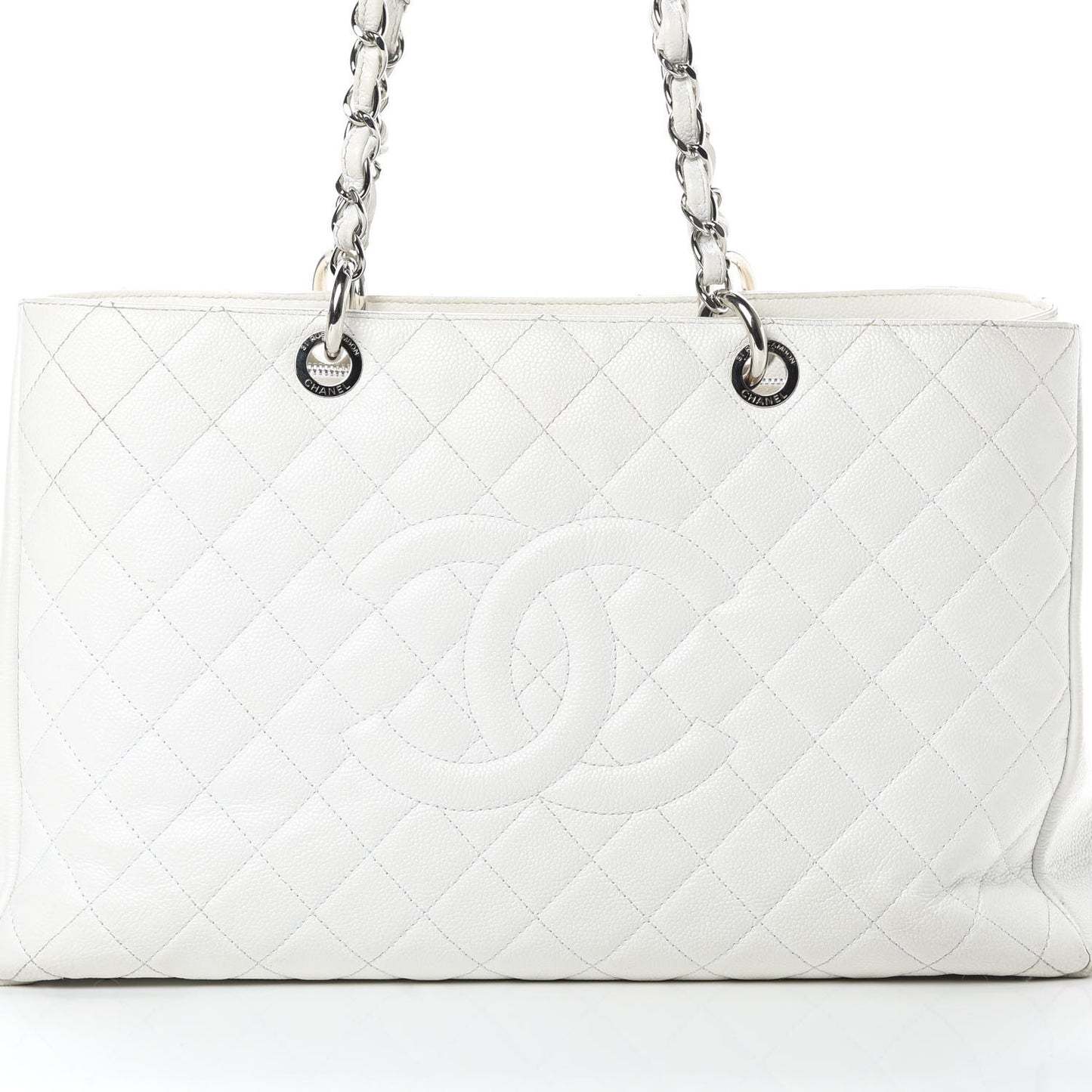 Caviar Quilted XL Grand Shopping Tote GST White