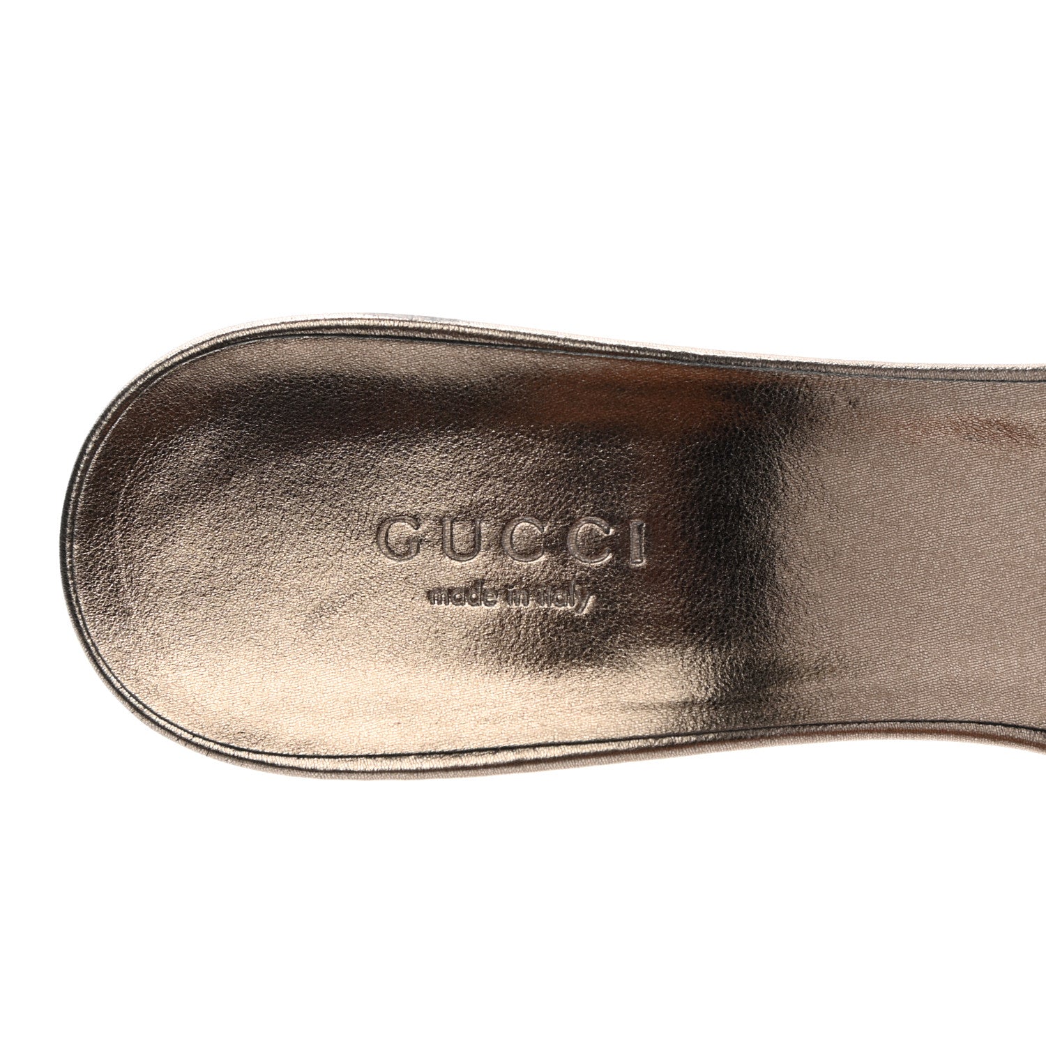 Gucci Metallic Nappa Bamboo Mid Heel Slide Sandals 36.5 Bronze 6 of 14
