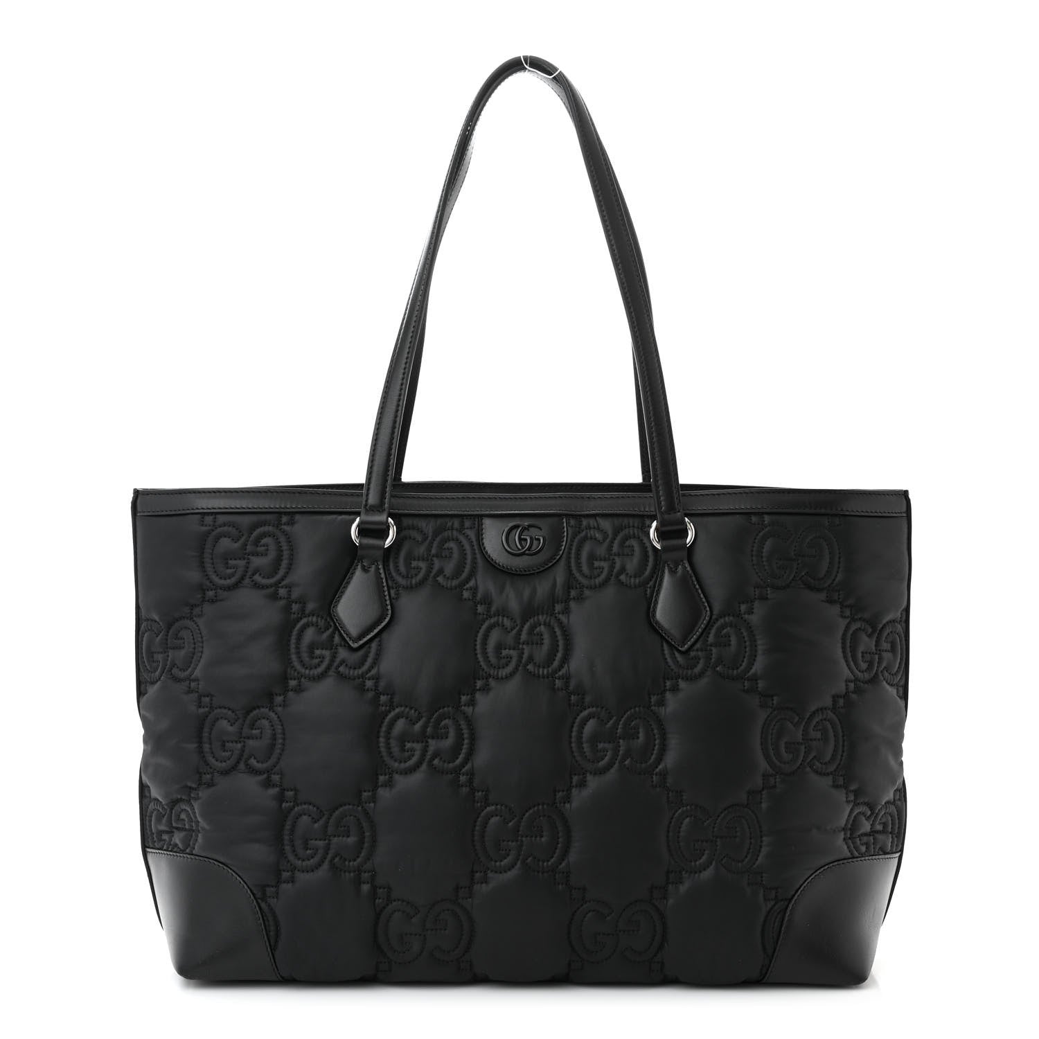 Gucci Nylon Calfskin Enamel GG Matelasse Medium Ophidia Shopping Bag Black 1 of 11