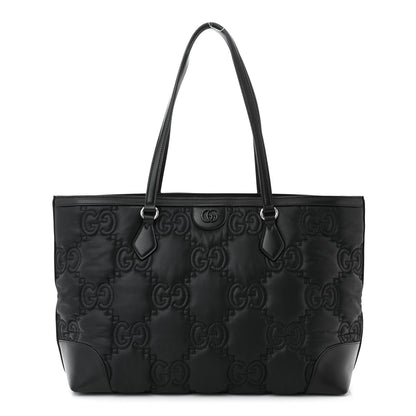 Gucci Nylon Calfskin Enamel GG Matelasse Medium Ophidia Shopping Bag Black 1 of 11