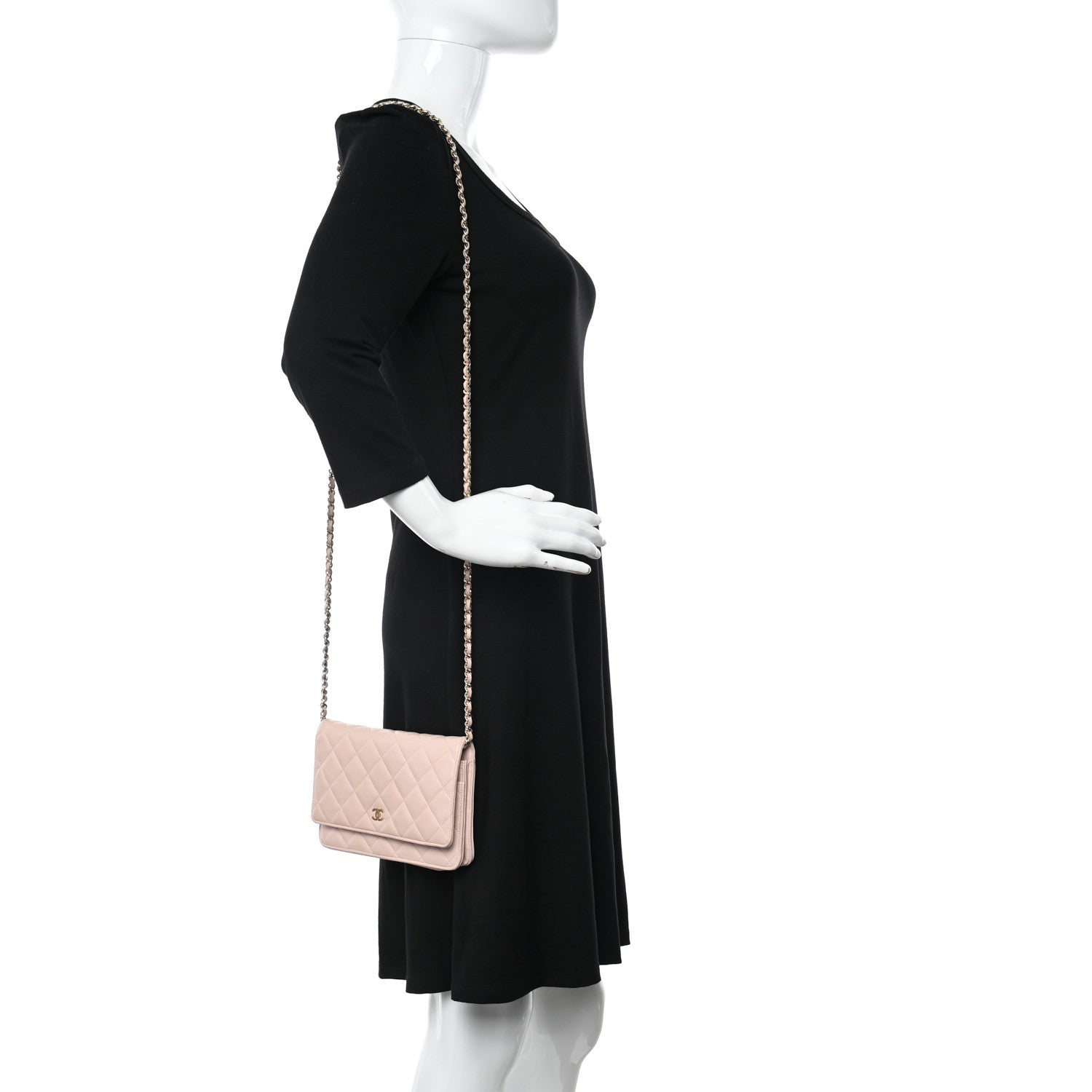 Chanel Lambskin Quilted Wallet On Chain WOC Light Pink 3 of 10