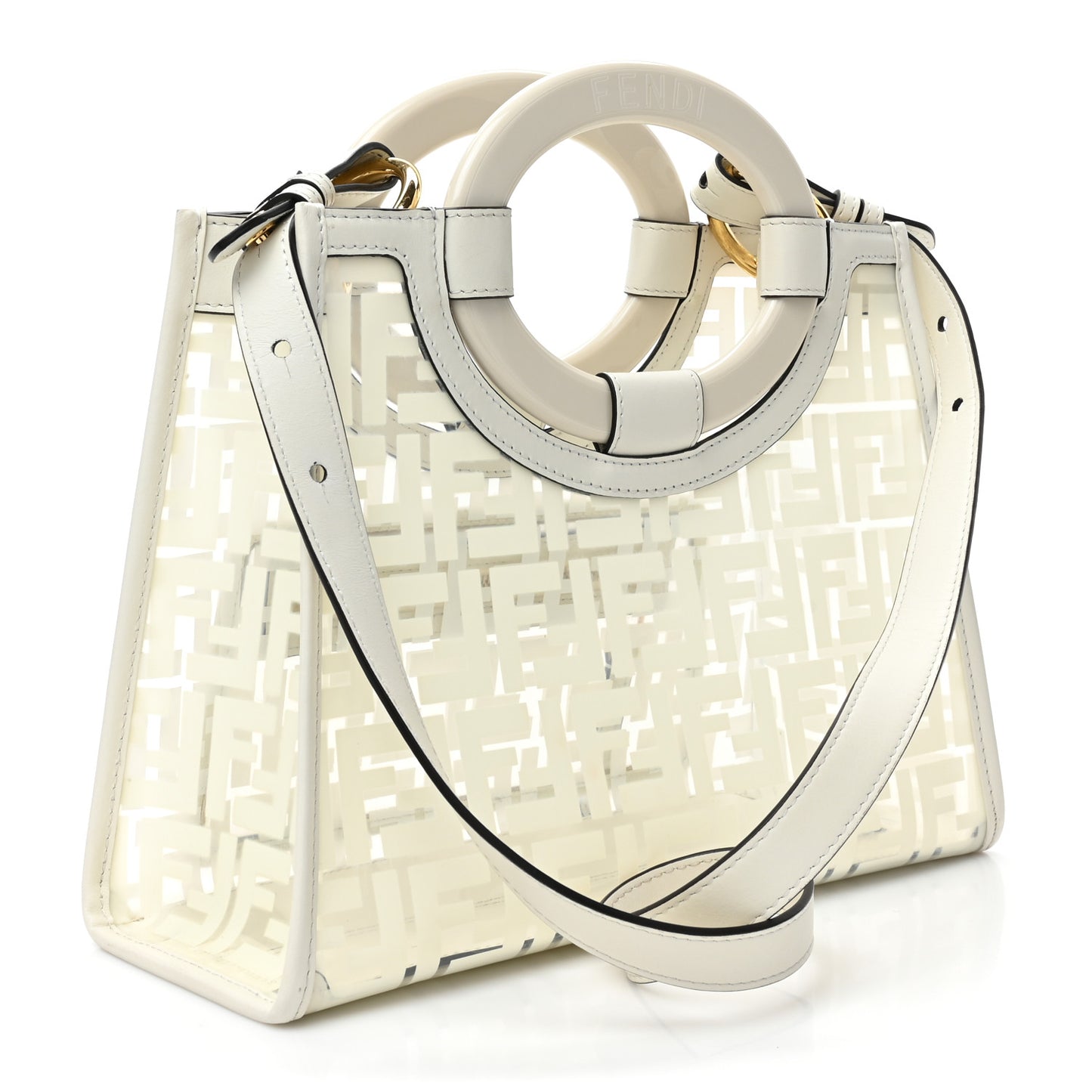 TPU FF Vitello Century Plexiglass Small Runaway Shopper Tote White