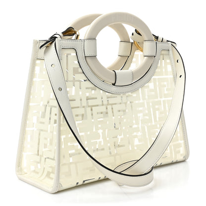 Fendi TPU FF Vitello Century Plexiglass Small Runaway Shopper Tote White 3 of 13