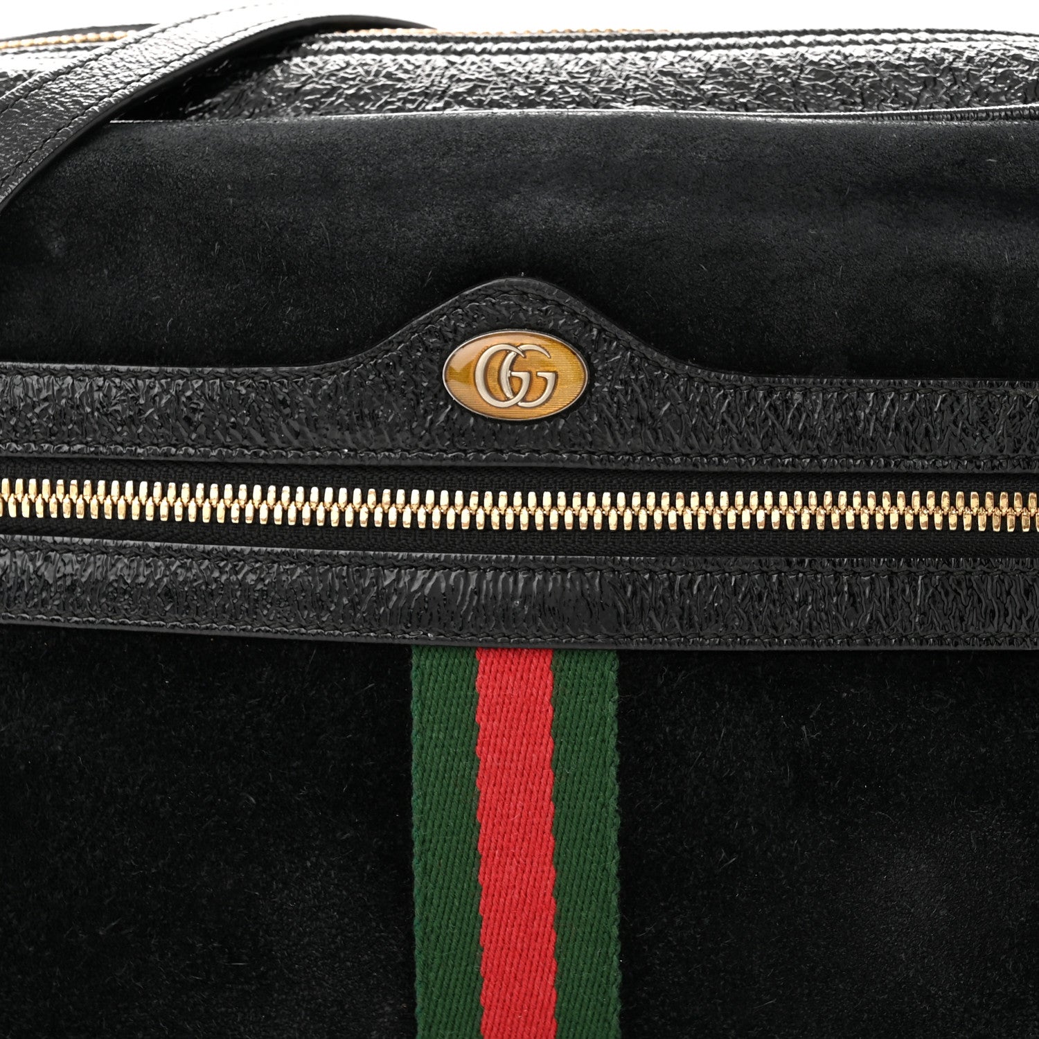 Gucci Suede Patent Web Small Ophidia Shoulder Bag Black 8 of 16