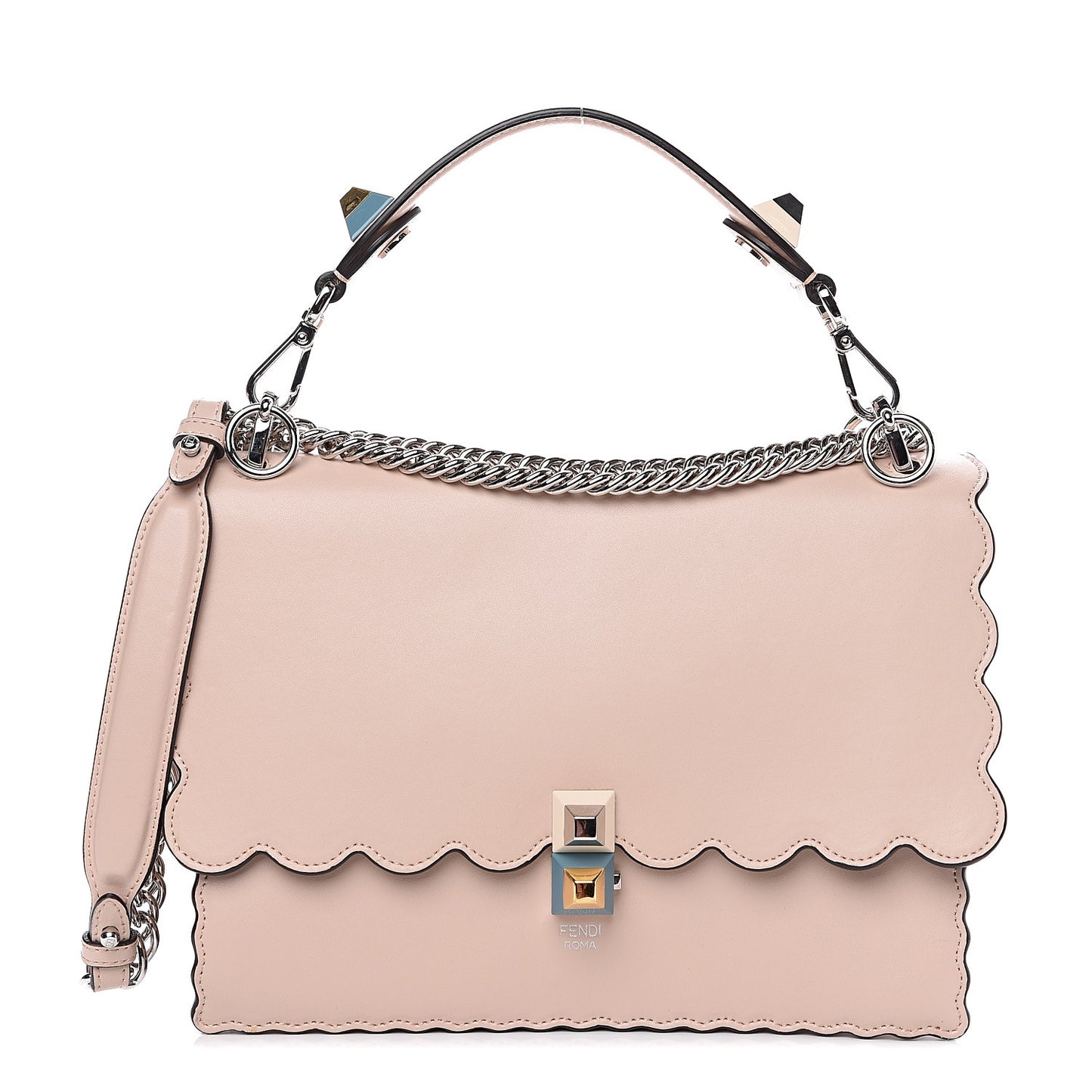 Vitello Liberty Scalloped Studded Kan I Shoulder Bag Plaster