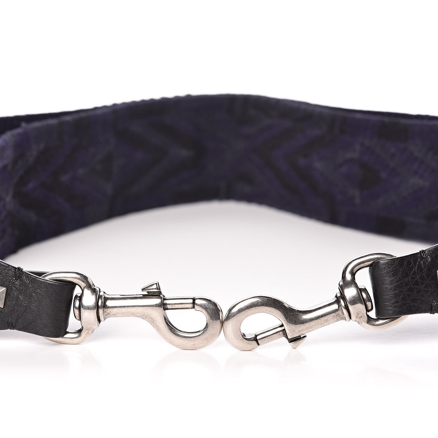 Valentino Garavani Canvas Geometric Embroidered Rockstud Guitar Strap Black Blue 4 of 5
