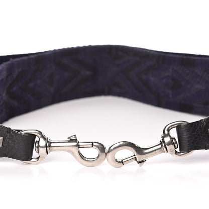 Valentino Garavani Canvas Geometric Embroidered Rockstud Guitar Strap Black Blue 4 of 5