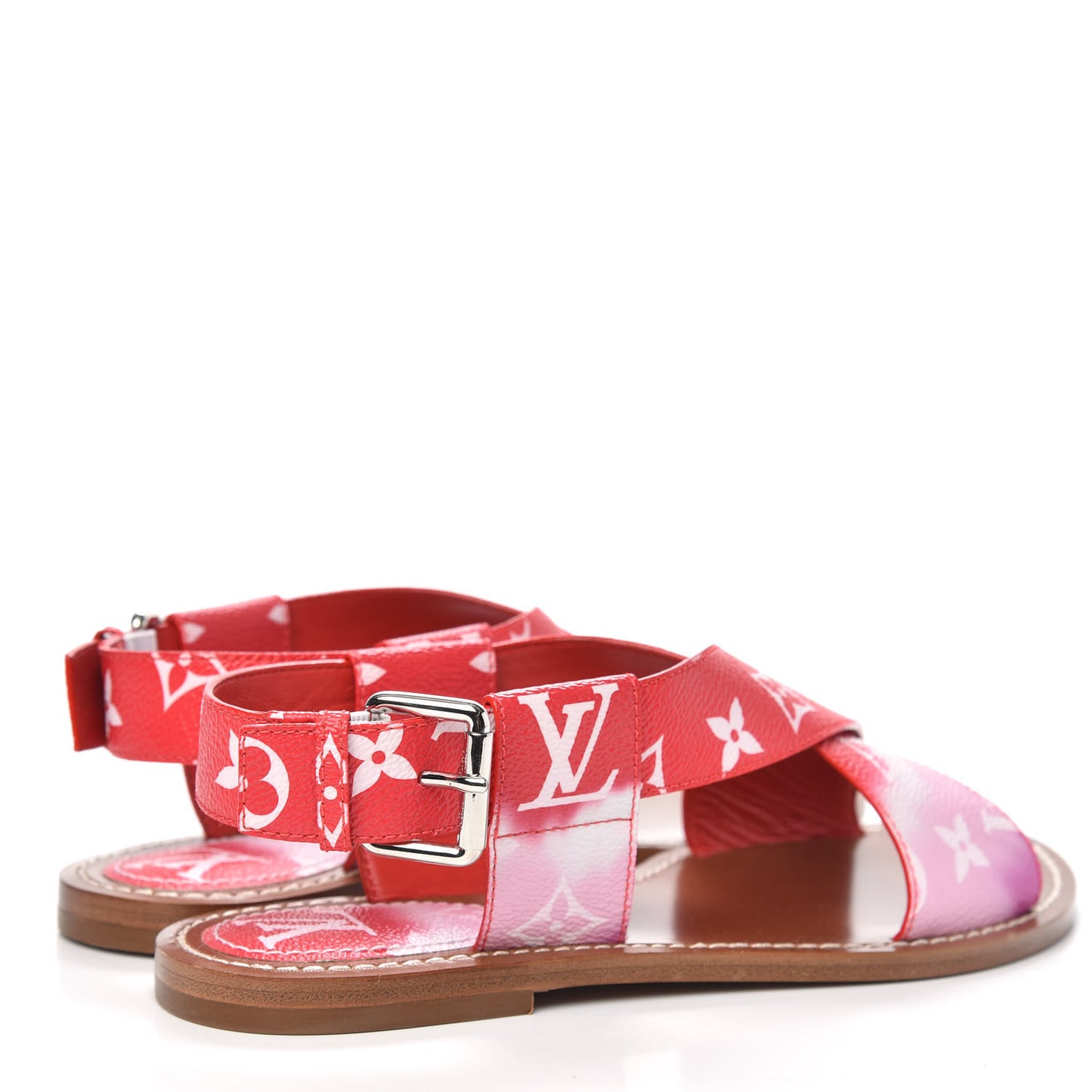 Monogram Escale Palma Flat Sandals 37 Rouge