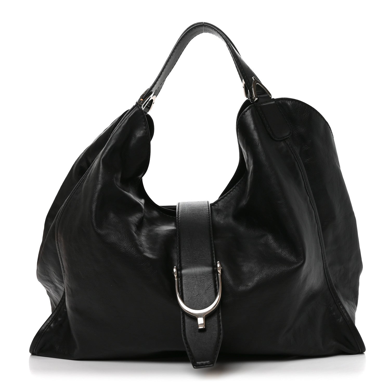 Gucci Calfskin Large Soft Stirrup Shoulder Bag Black 1 of 10