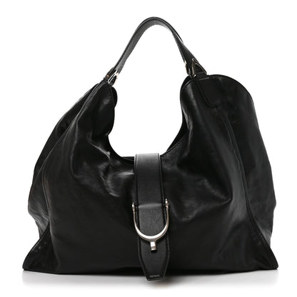Gucci Calfskin Large Soft Stirrup Shoulder Bag Black 1 of 10