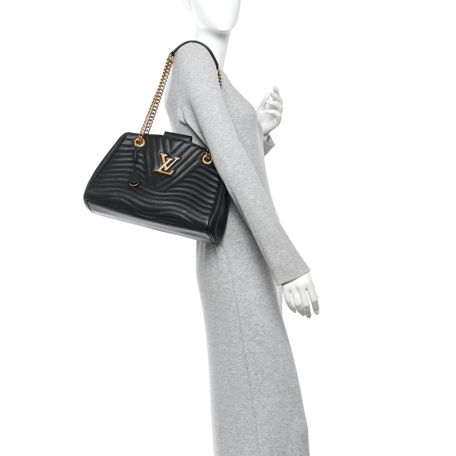 Louis Vuitton Calfskin New Wave Chain Tote Black 2 of 11