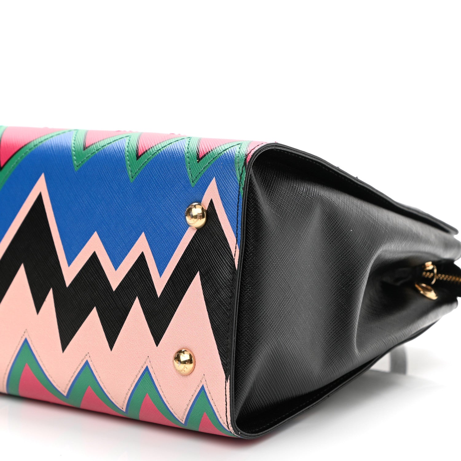 Salvatore Ferragamo Saffiano Zig Zag Beky Tote Black Multicolor 9 of 9
