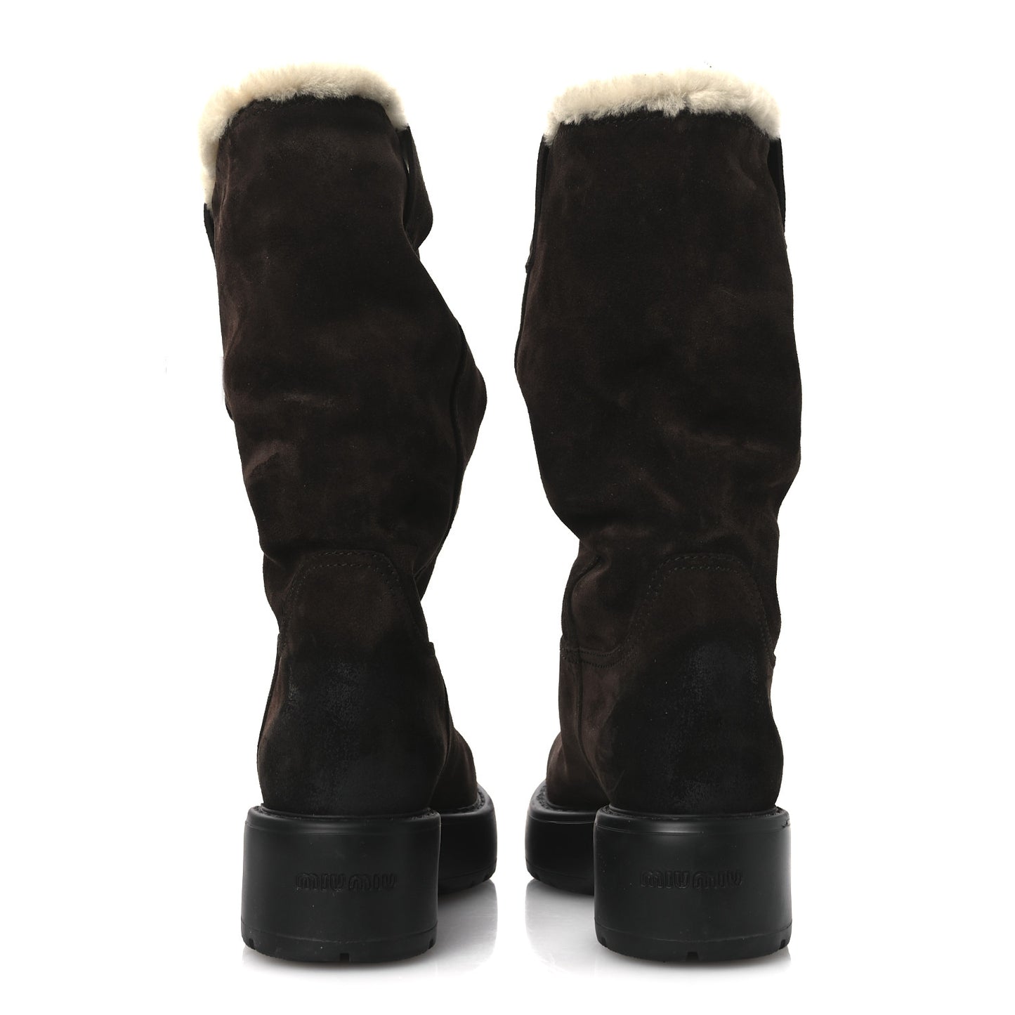 Suede Shearling Vintage Effect Mid Calf Boots 38 Morro