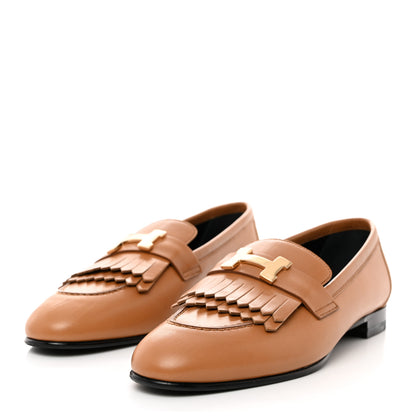 Hermes Goatskin Womens Royal Loafers 38.5 Naturel 2 of 9
