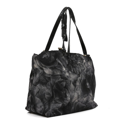 Valentino Garavani Nylon Small Floral Tote Black Grey 3 of 10
