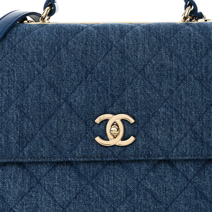Chanel Denim Quilted Large Trendy CC Flap Dual Handle Bag Blue 8 of 12