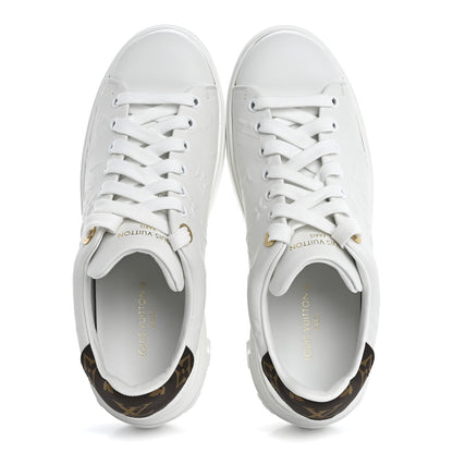 Louis Vuitton Lambskin Embossed Monogram Time Out Sneakers 39 White 2 of 13