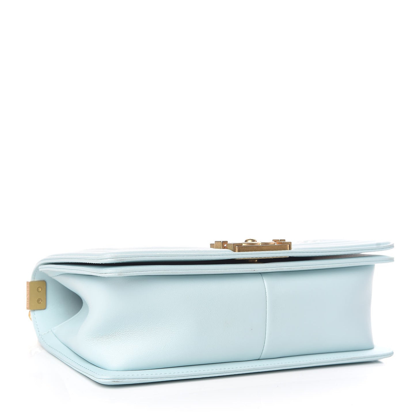 Calfskin Chevron Embroidered Medium Boy By The Sea Flap Light Blue