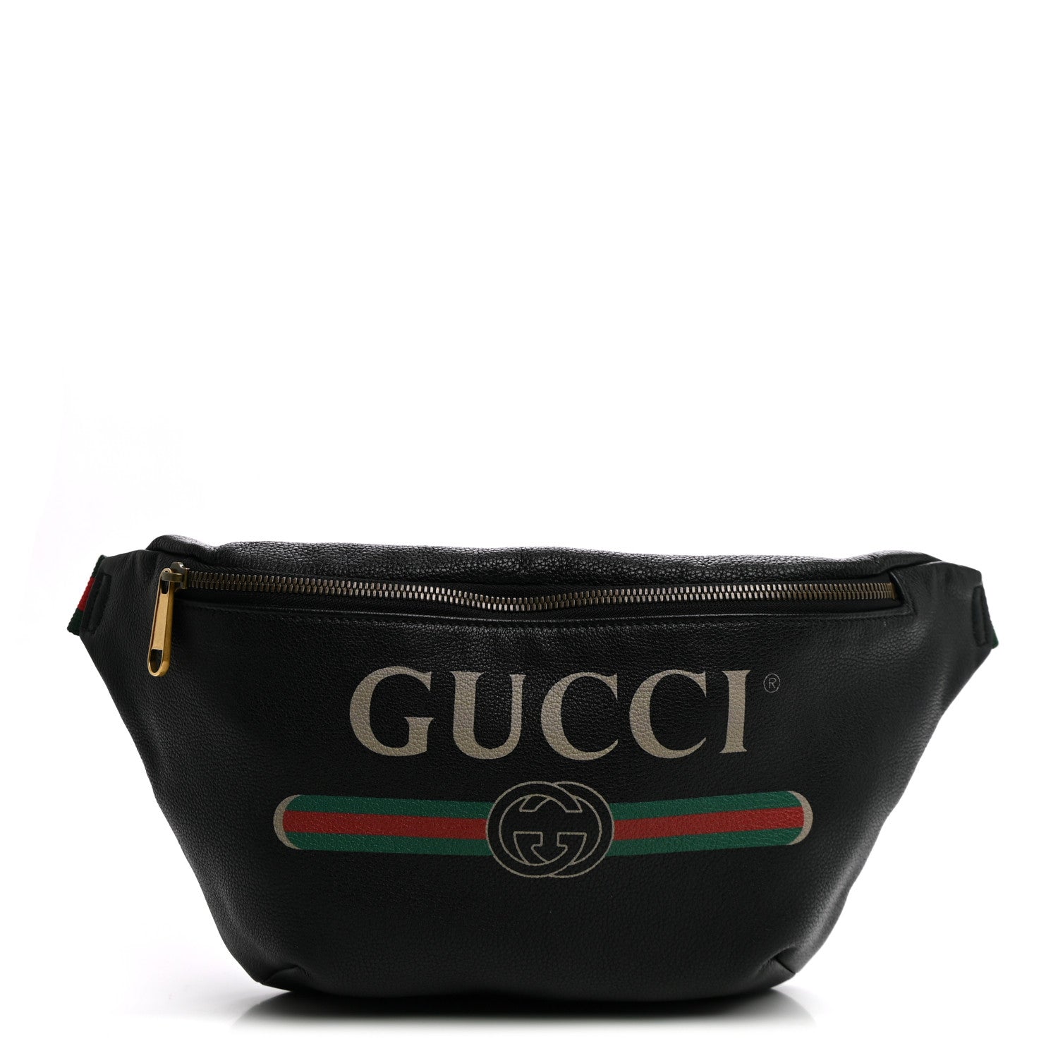 Gucci Grained Calfskin Logo Belt Bag Black 1 of 9