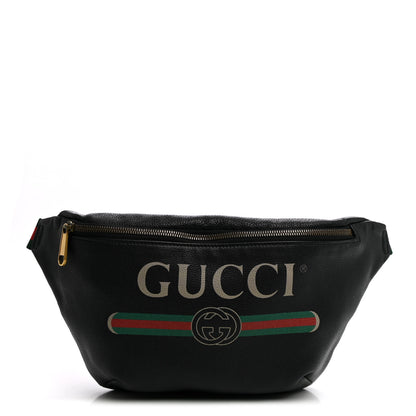 Gucci Grained Calfskin Logo Belt Bag Black 1 of 9