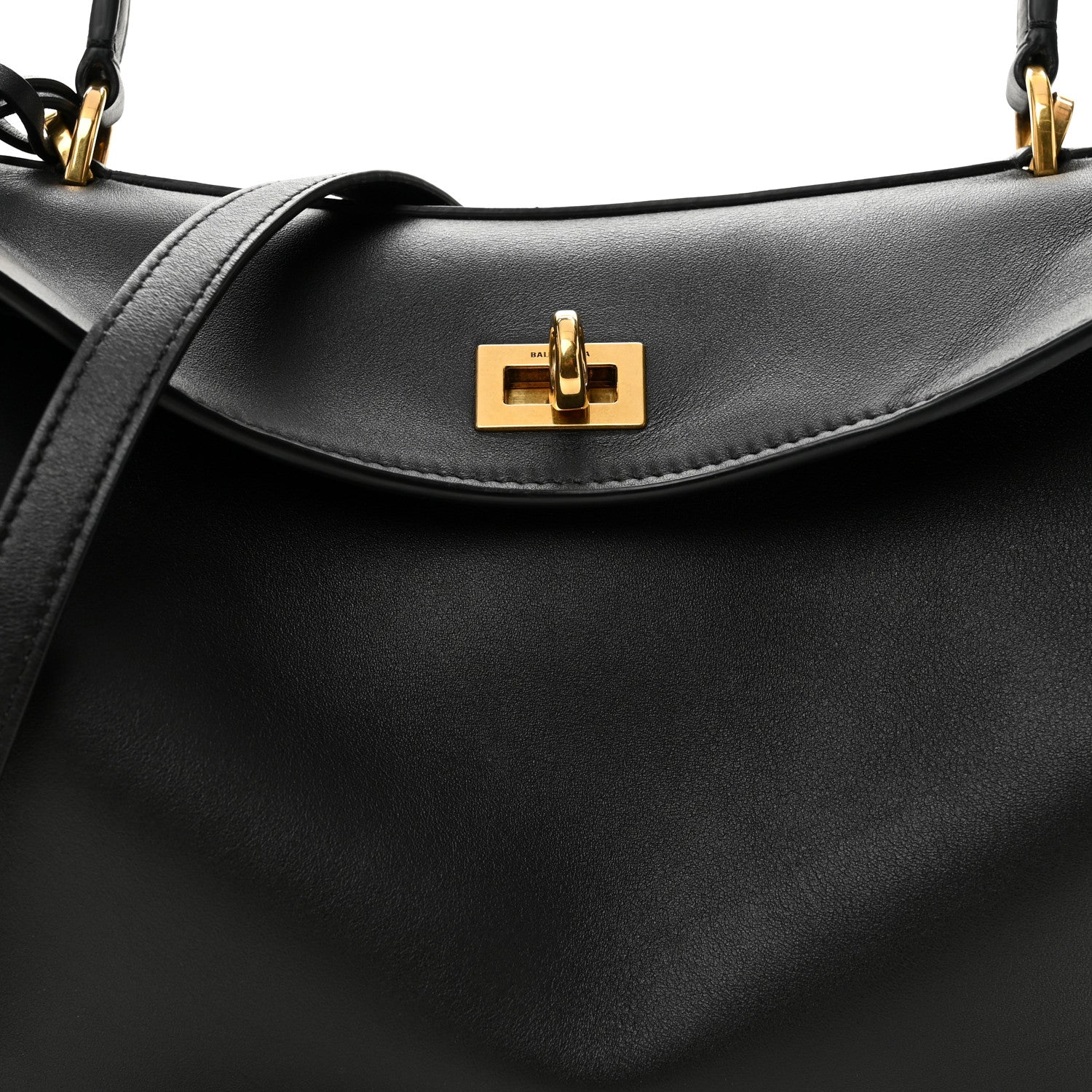 Balenciaga Natural Smooth Calfskin Small Rodeo Top Handle Handbag Black 7 of 9
