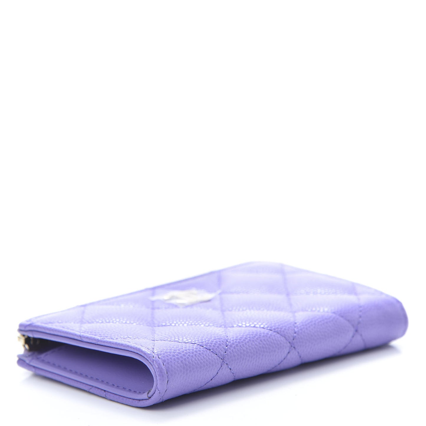 Caviar Quilted Zipped Key Holder Case Purple