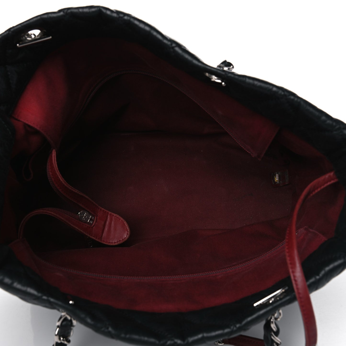 Aged Calfskin Quilted Large Cotton Club Tote Black