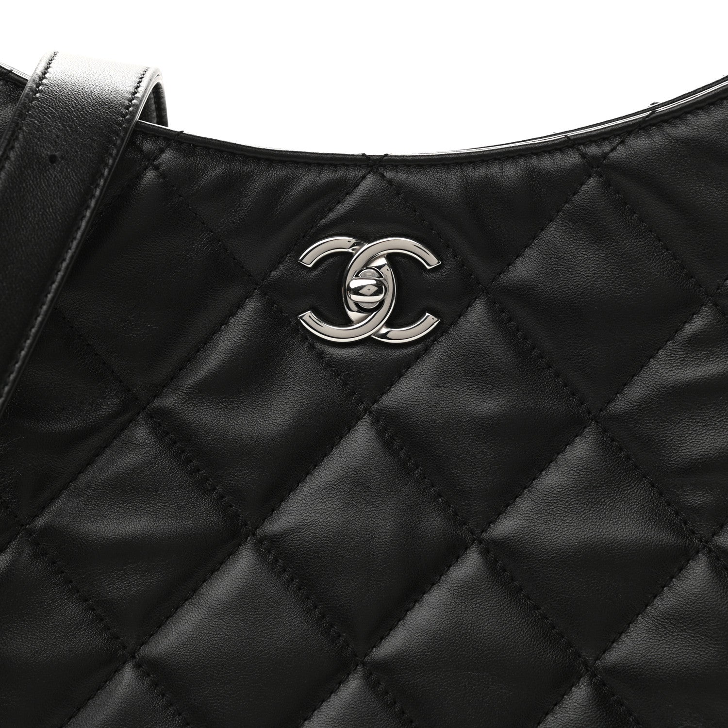 Chanel Lambskin Chain Rows Quilted Chain Hobo Black 8 of 11