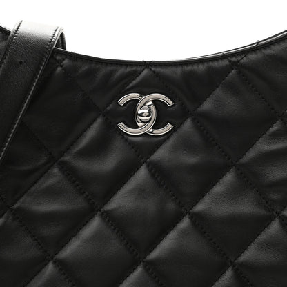 Chanel Lambskin Chain Rows Quilted Chain Hobo Black 8 of 11