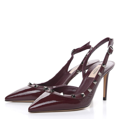Valentino Garavani Wrinkled Patent Rockstud Half D'Orsay Slingback 85mm Pumps 36.5 Rubin 3 of 8