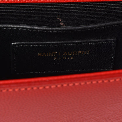 Saint Laurent Grain De Poudre Small Monogram Kate Satchel Red 7 of 9