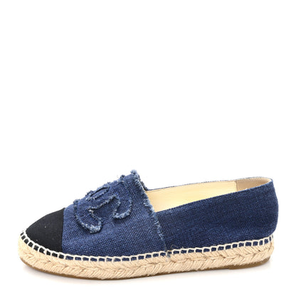 Chanel Denim Toile CC Espadrilles 37 Navy Black 1 of 10