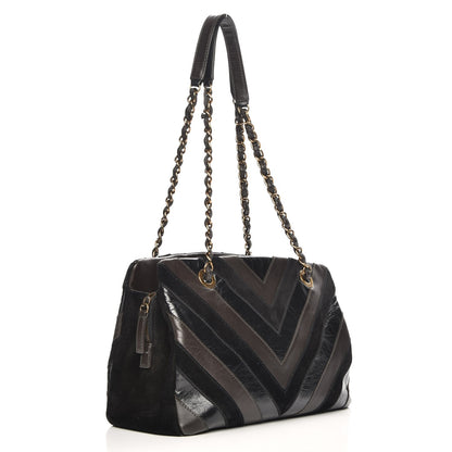 Chanel Suede Lambskin Glazed Calfskin Lady Vintage Tote Black 3 of 7