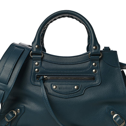 Balenciaga Grained Calfskin Neo Classic Silver Hardware S City Petrol Blue 6 of 8