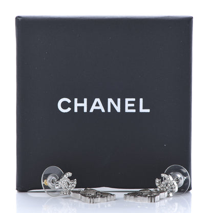 Chanel Crystal Emoji Choupette Cat CC Earrings Silver 6 of 6