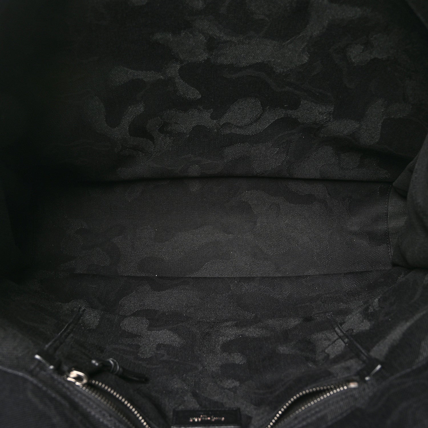 Saint Laurent Linen Calfskin Camouflage Rive Gauche Tote Black 5 of 12