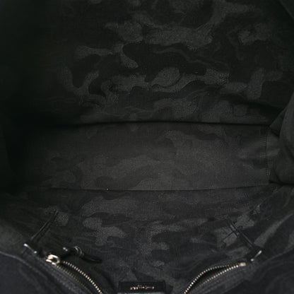 Saint Laurent Linen Calfskin Camouflage Rive Gauche Tote Black 5 of 12